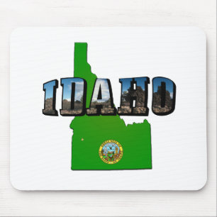 Mousepad Mapa de Idaho, Selo e Texto de Imagem