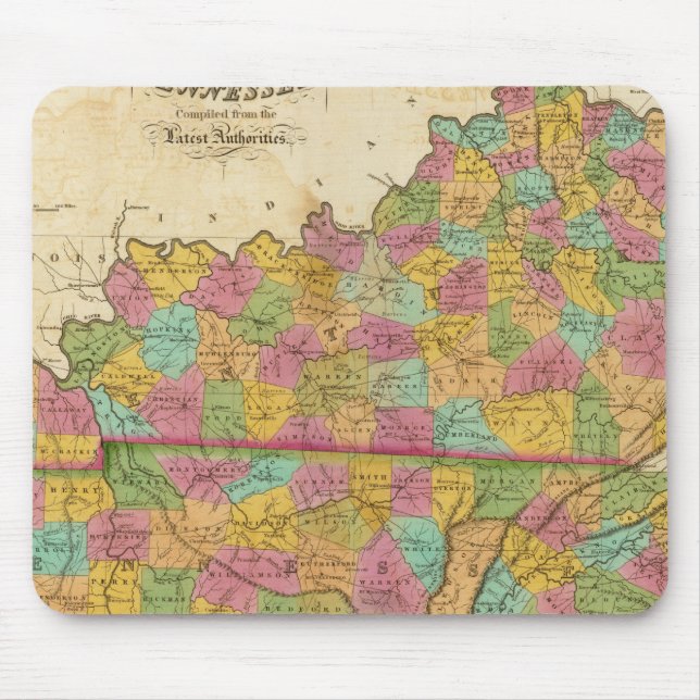 Mousepad Mapa de Kentucky e Tennessee (Frente)