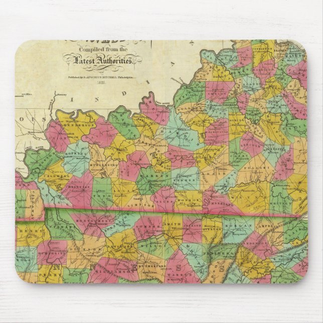 Mousepad Mapa de Kentucky e Tennessee (Frente)