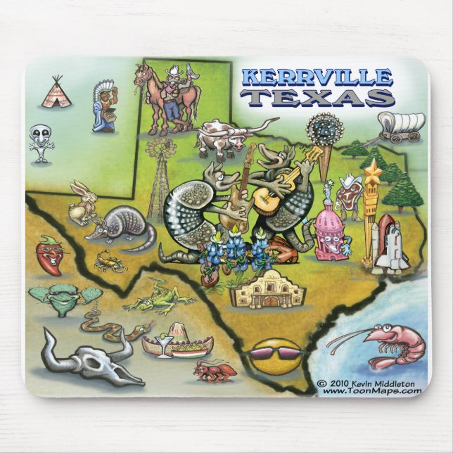 Mousepad Mapa de Kerrville TEXAS (Frente)