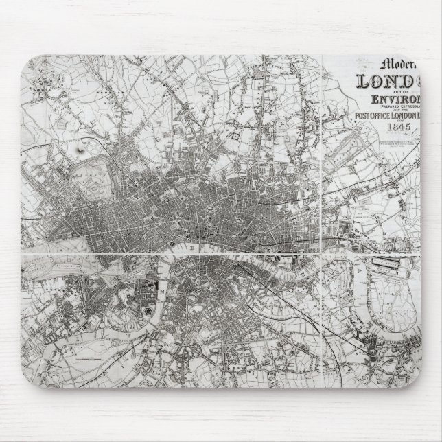 Mousepad Mapa de Londres moderna e de seus arrabaldes, 1854 (Frente)