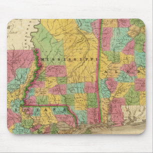 Mousepad Mapa de Louisiana Mississippi e Alabama