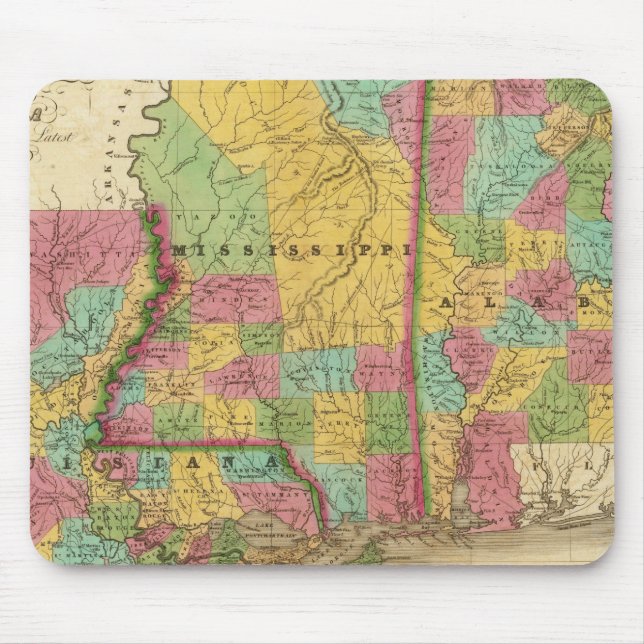 Mousepad Mapa de Louisiana Mississippi e Alabama (Frente)