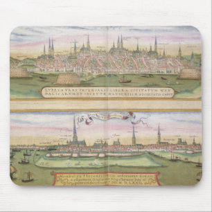 Mousepad Mapa de Lubeque e de Hamburgo, 'de Civitates Orbis
