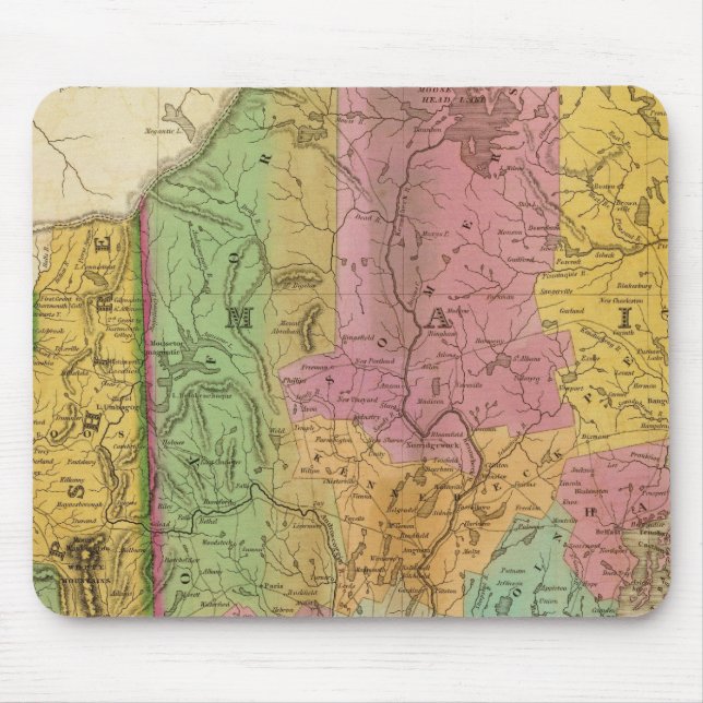 Mousepad Mapa de Maine New Hampshire e Vermont (Frente)