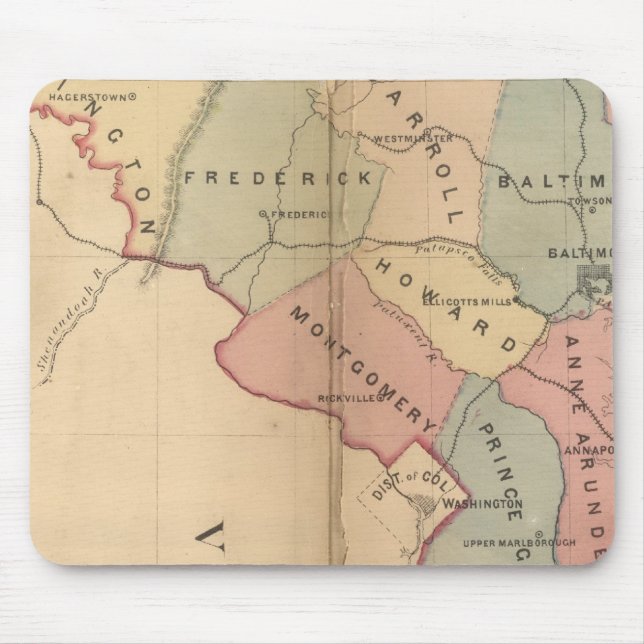 Mousepad Mapa de Martenet de Maryland, Atlas Edition (Frente)