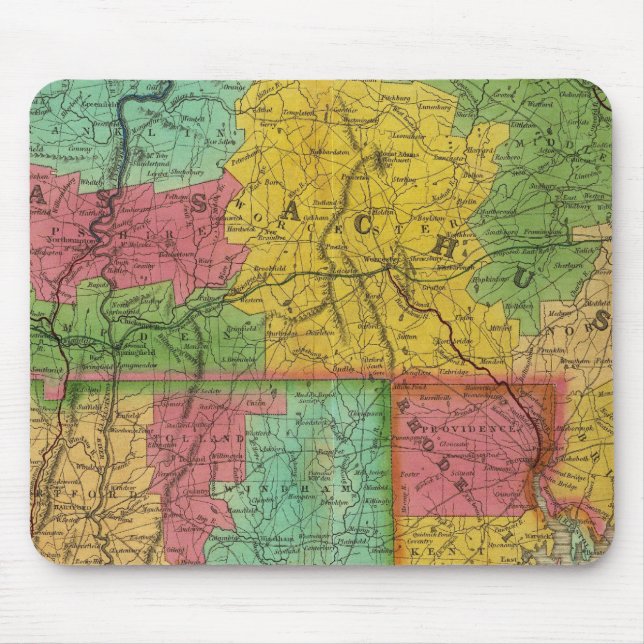 Mousepad Mapa de Massachusetts e Connecticut (Frente)