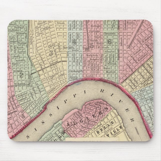 Mousepad Mapa de Nova Orleans de Mitchell (Frente)