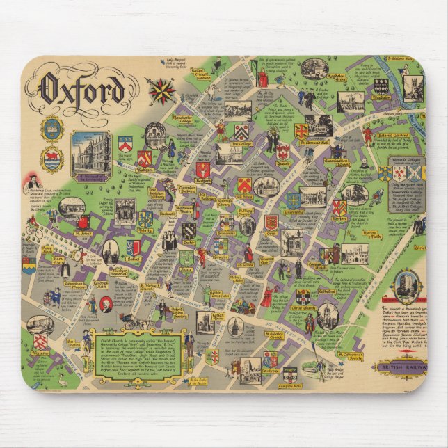 Mousepad Mapa de Oxford, Inglaterra (British Railways) (Frente)
