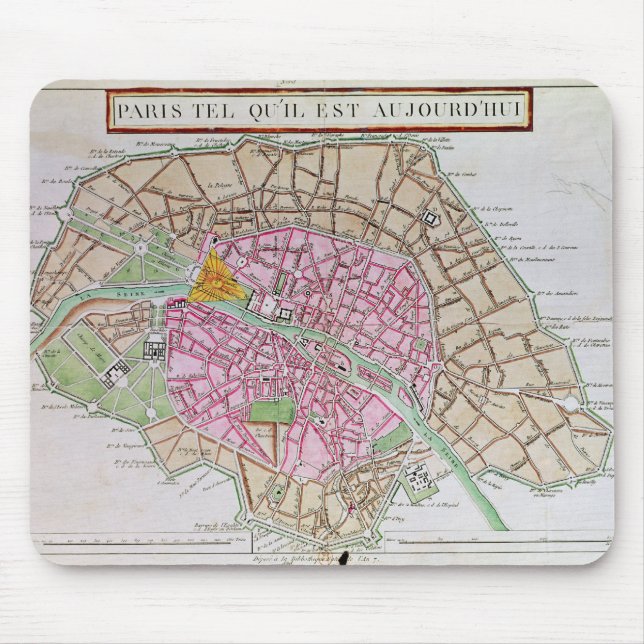 Mousepad Mapa de Paris, em junho de 1800 (Frente)