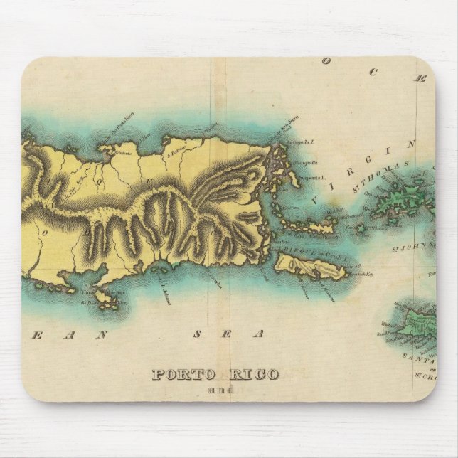 Mousepad Mapa De Porto Rico E Das Ilhas Virgens (Frente)