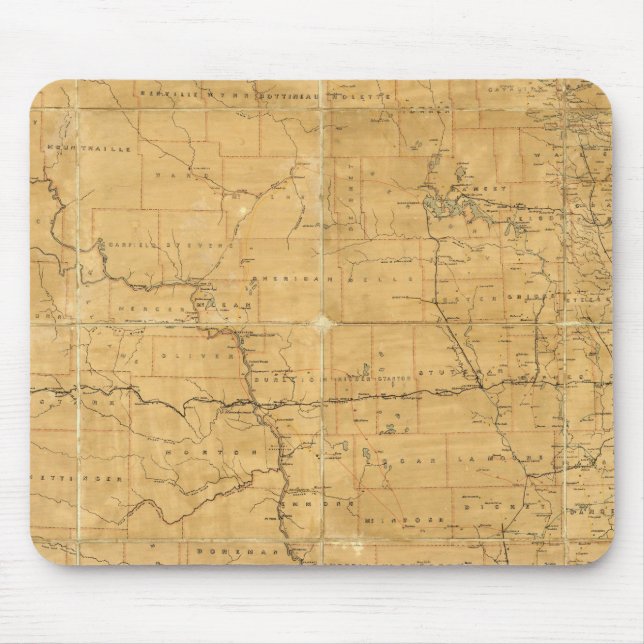 Mousepad Mapa de rotas de Posto do Território de Dakota (Frente)