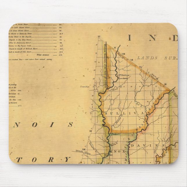 Mousepad Mapa de Shelton e Kensett do Estado de Indiana (Frente)