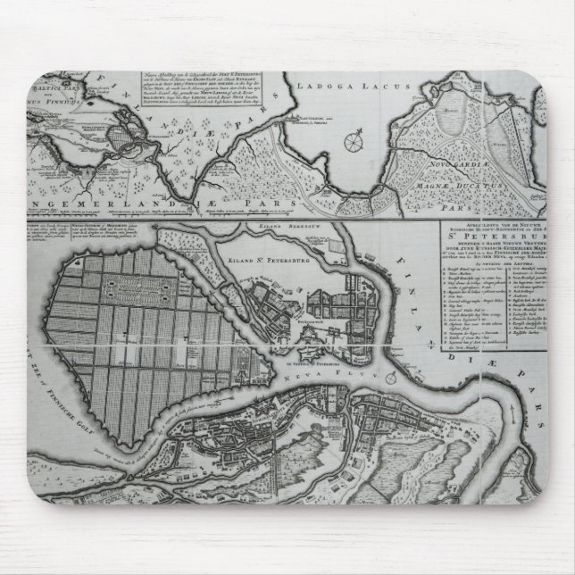 Mousepad Mapa de St Petersburg, c.1750 (Frente)