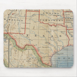 Mousepad Mapa de Texas com cidades e rios - antiguidade