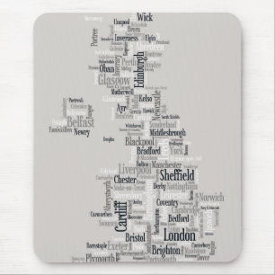 Mousepad Mapa de texto BRITÂNICO da cidade de Grâ Bretanh
