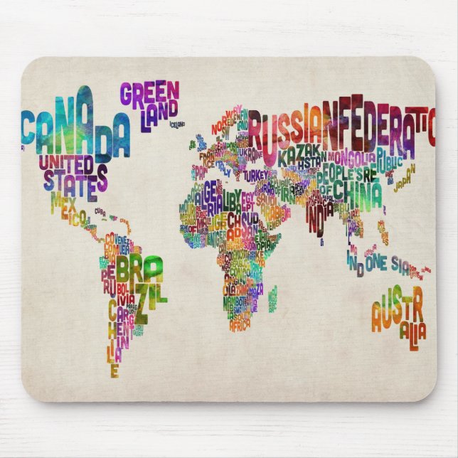Mousepad Mapa de texto do mundo (Frente)