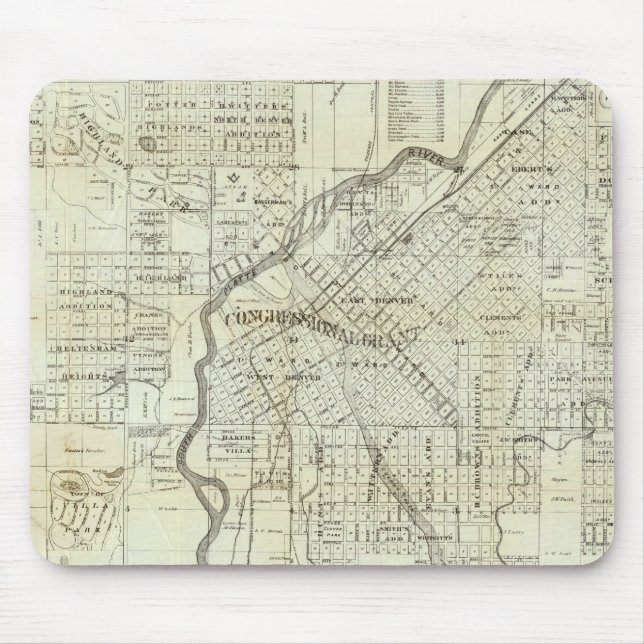 Mousepad Mapa de Thayer de Denver Colorado (Frente)