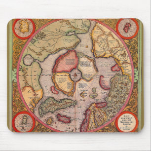 Mousepad Mapa de Velho Mundo antigo, Pólo Norte ártico,