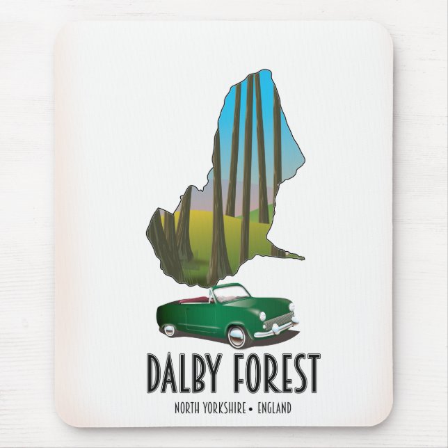 Mousepad Mapa de viagem da Floresta Dalby North Yorkshire (Frente)