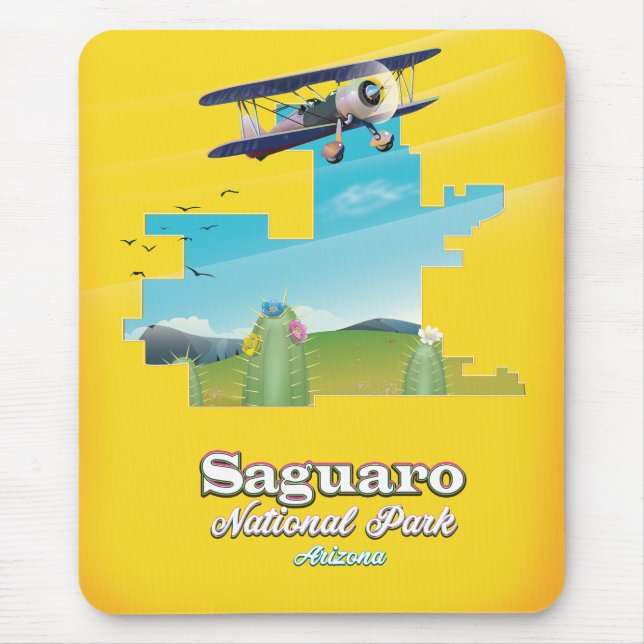 Mousepad mapa de viagem do parque nacional saguaro (Frente)