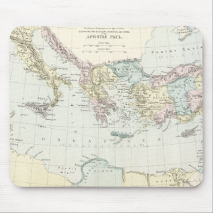 Mousepad Mapa de viagens do missionário de Paul do apósto