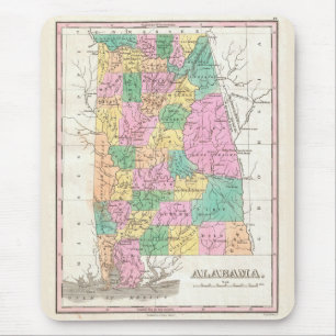 Mousepad Mapa de Vintage do Alabama (1827)