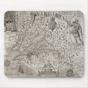 Mousepad Mapa de Virgínia, descoberto e descrito por Capta