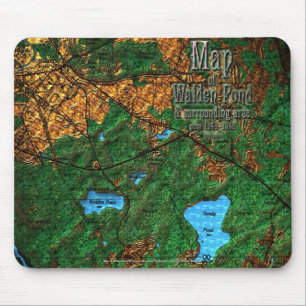 Mousepad Mapa de Walden Pond e área circundante