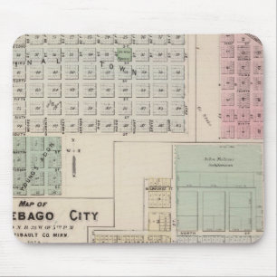 Mousepad Mapa de Winnebago City Map of Blue Earth, Minnesot