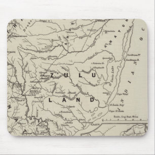 Mousepad Mapa de Zululand com as fronteiras adjacentes