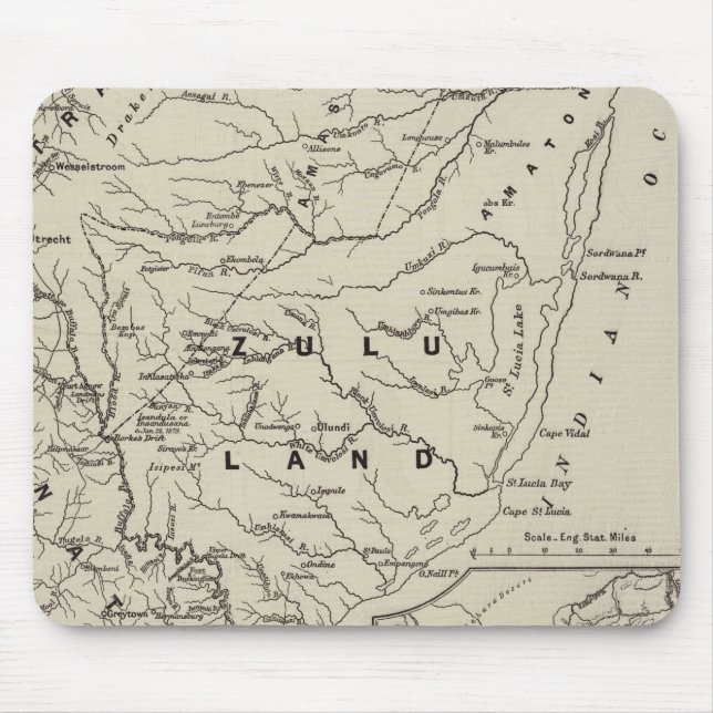 Mousepad Mapa de Zululand com as fronteiras adjacentes (Frente)