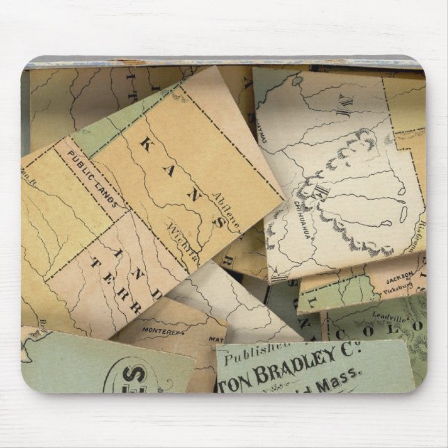 Mousepad Mapa Dissecado dos Contornos, Estados Unidos da Am (Frente)