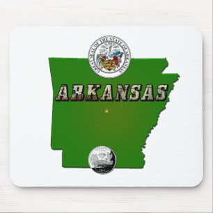 Mousepad Mapa do Arkansas, Selo e Serviço Estatal Faux Quar