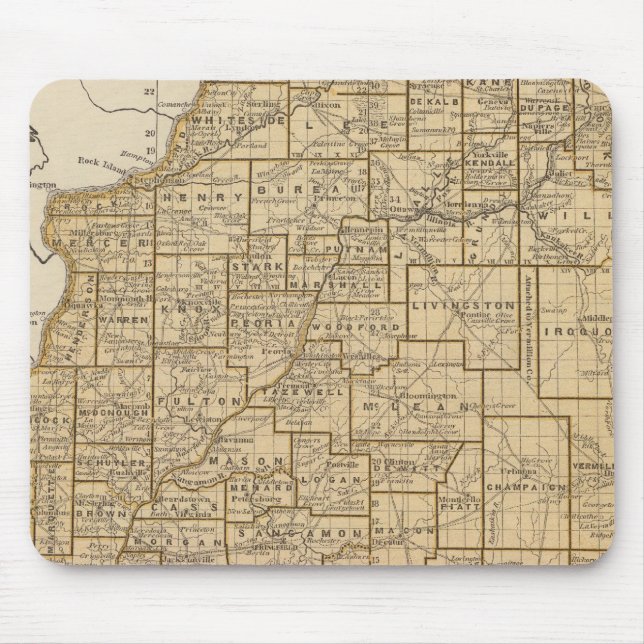 Mousepad Mapa do Atlas de Illinois (Frente)
