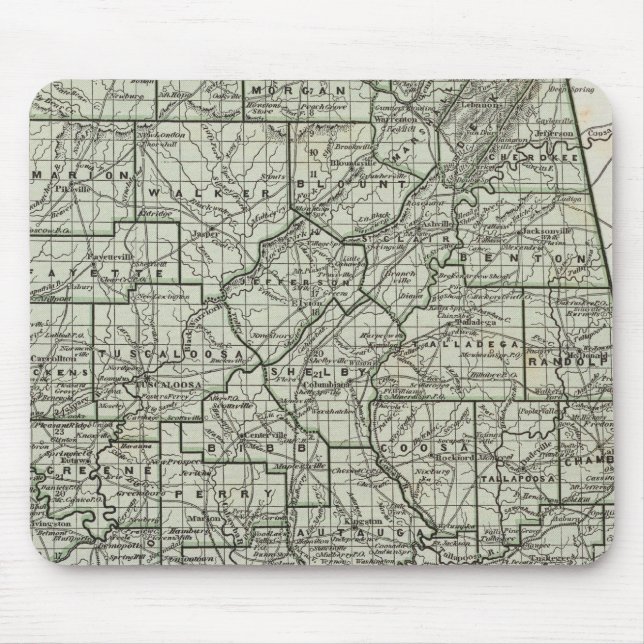 Mousepad Mapa do Atlas do Alabama (Frente)