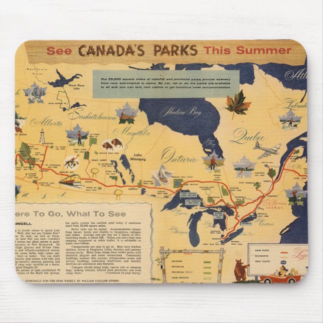 Mousepad Mapa do Canadá - Parques do Canadá (Frente)