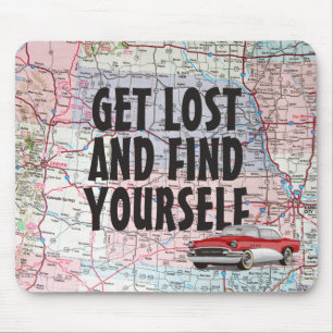 Mousepad Mapa do carro-retrô