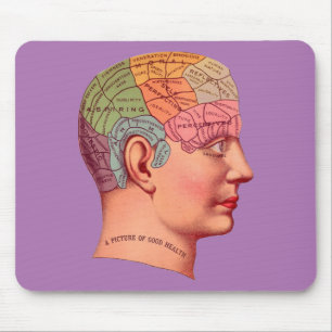 Mousepad Mapa do Cérebro da Mente da Frenologia Vintage