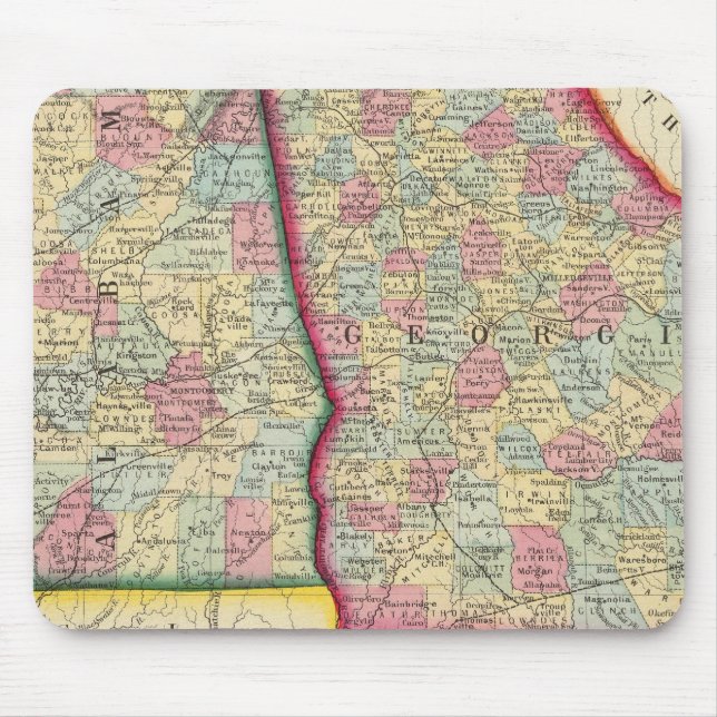 Mousepad Mapa Do Condado Da Geórgia E Do Alabama (Frente)
