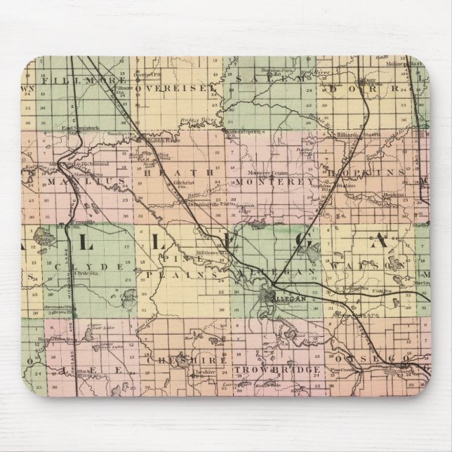 Mousepad Mapa do Condado de Allegan, Michigan (Frente)