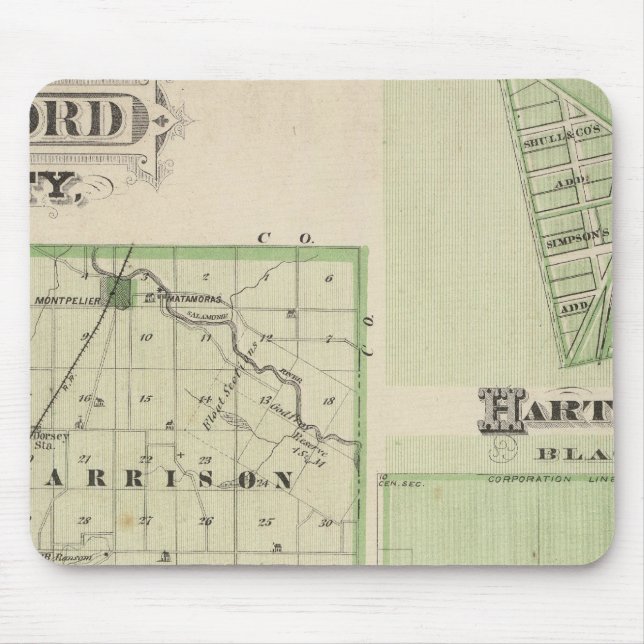 Mousepad Mapa do Condado de Blackford com Montpelier (Frente)