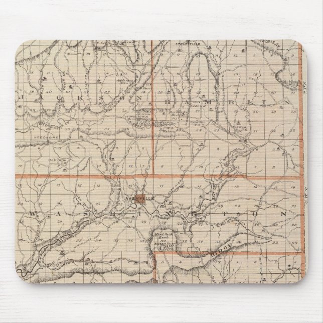 Mousepad Mapa do Condado de Brown com o Plano de Nashville (Frente)