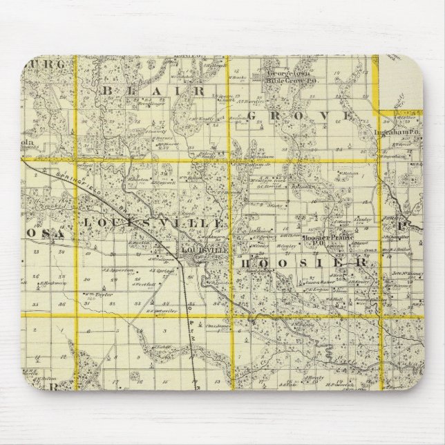 Mousepad Mapa do Condado de Clay, Flora e Louisville (Frente)