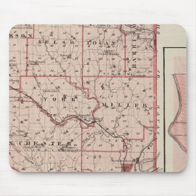 Mousepad Mapa do condado de Dearborn com Greendale (Frente)