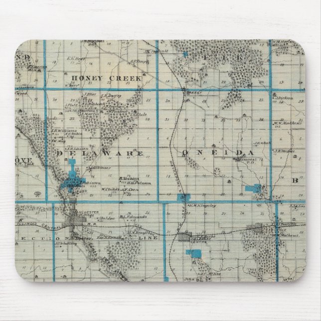 Mousepad Mapa do Condado de Delaware, Estado de Iowa (Frente)