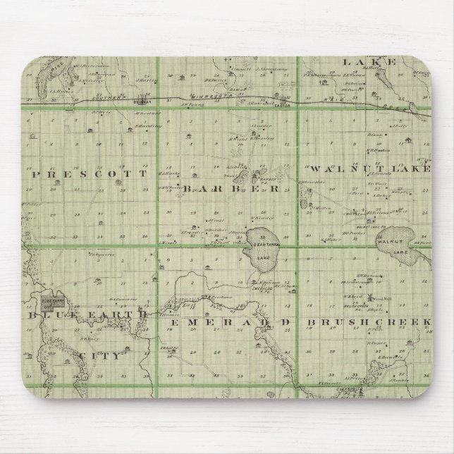 Mousepad Mapa do Condado de Faribault, Minnesota (Frente)