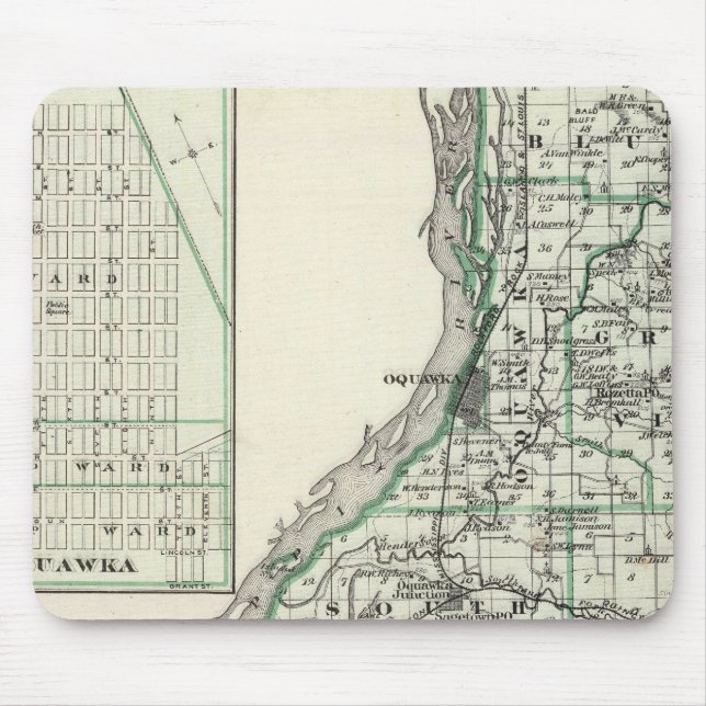 Mousepad Mapa do condado de Henderson e Oquawka (Frente)