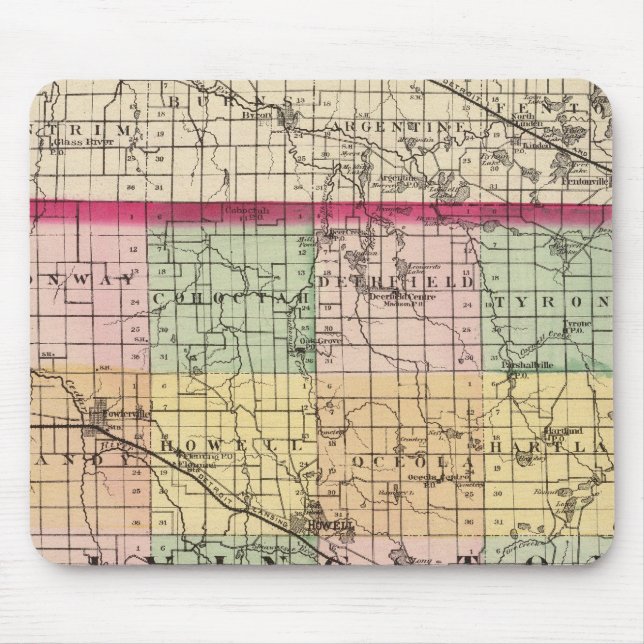 Mousepad Mapa do Condado de Livingston, Michigan (Frente)