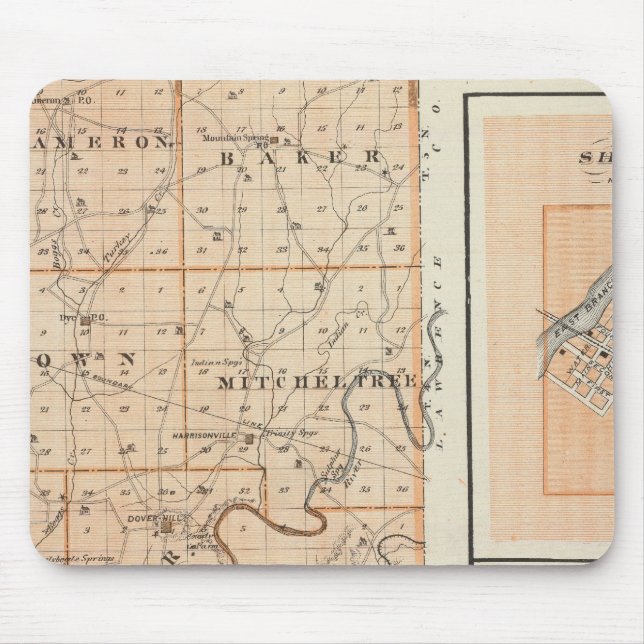 Mousepad Mapa do Condado de Martin com Shoals, Loogotee (Frente)
